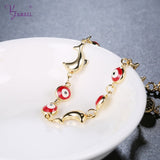 Fashion Red Evil Eye Dolphin Stainless Steel Bracelet 