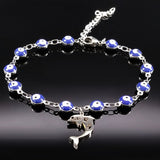 Fashion Blue Evil Eye Dolphin Stainless Steel Bracelets 