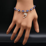 Fashion Blue Evil Eye Dolphin Stainless Steel Bracelets 