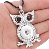 New Rhinestone Owl Pendant Metal Snaps Button Necklace Fit For Women 